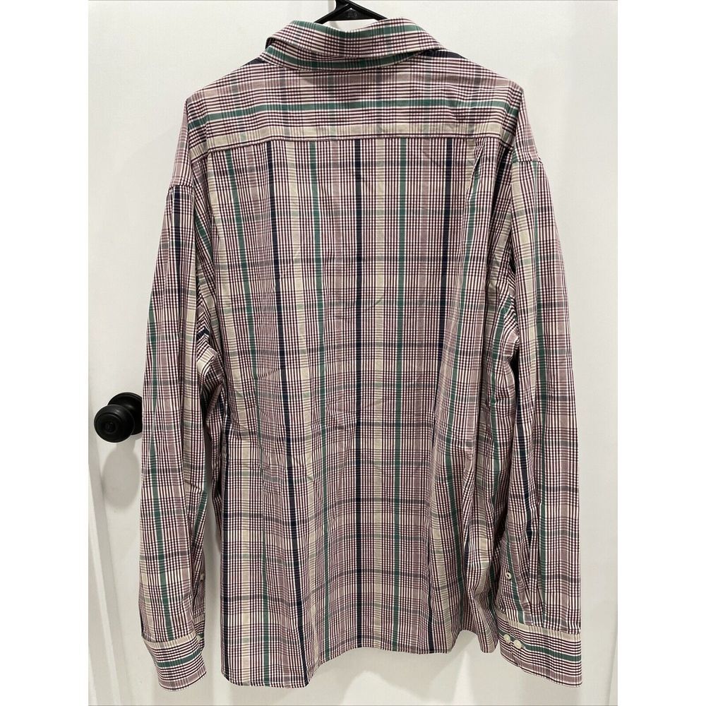 Izod Slim Fit Button Down‎ Plaid Mens Shirt Long Sleeves XXL - Picture 4 of 6